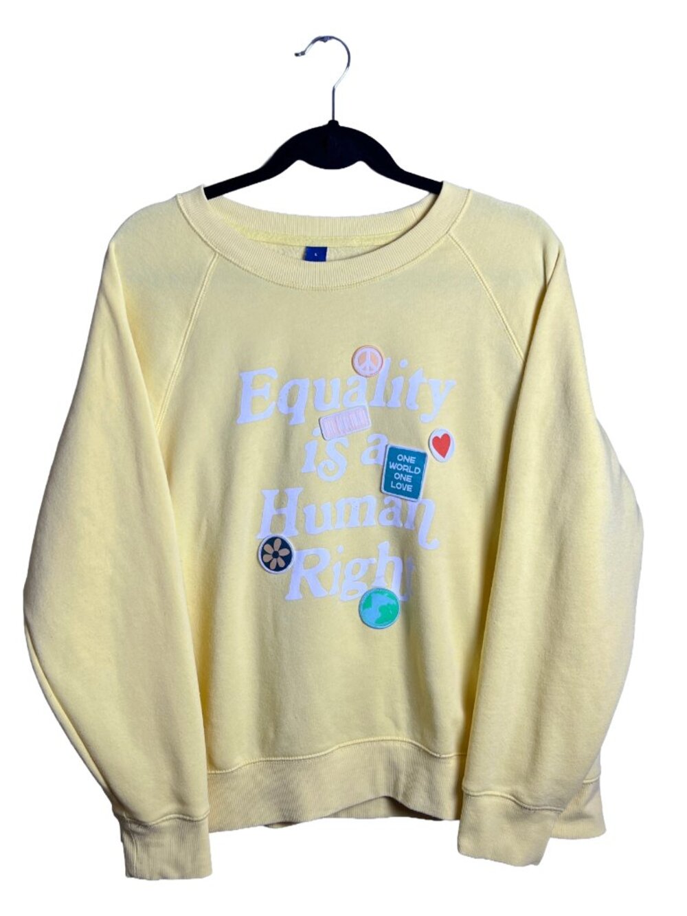 Old Navy Equality Sweatshirt Yellow Pastel Graphic Large